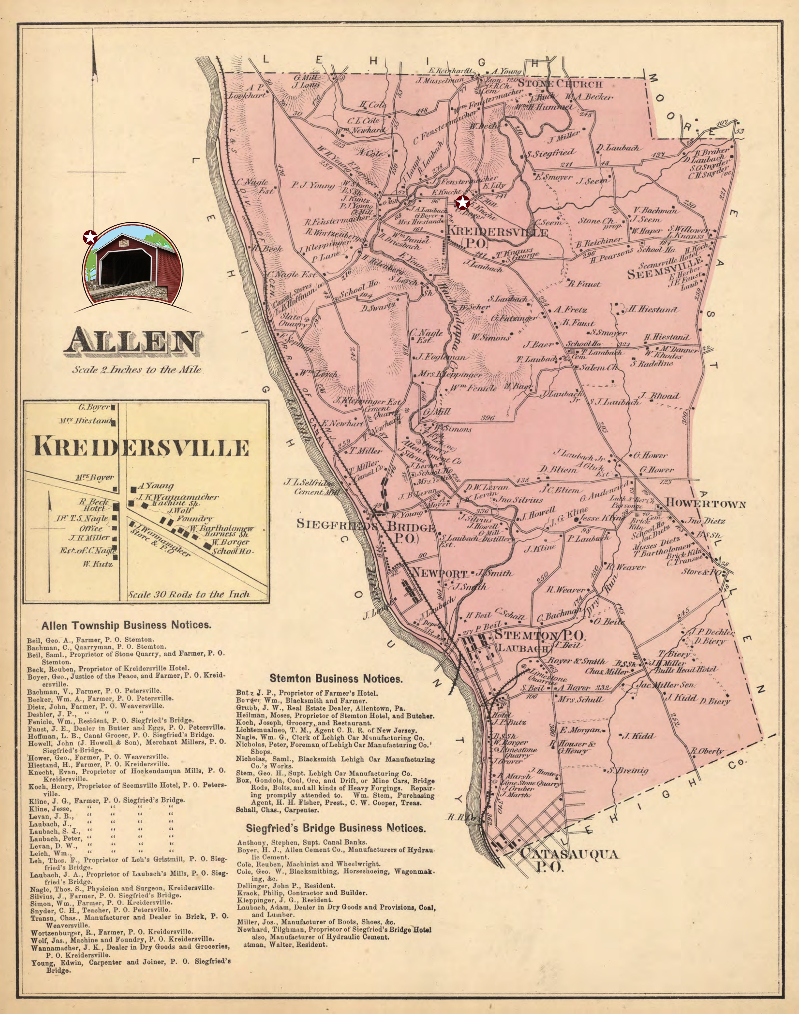 1874 Allen Township Map